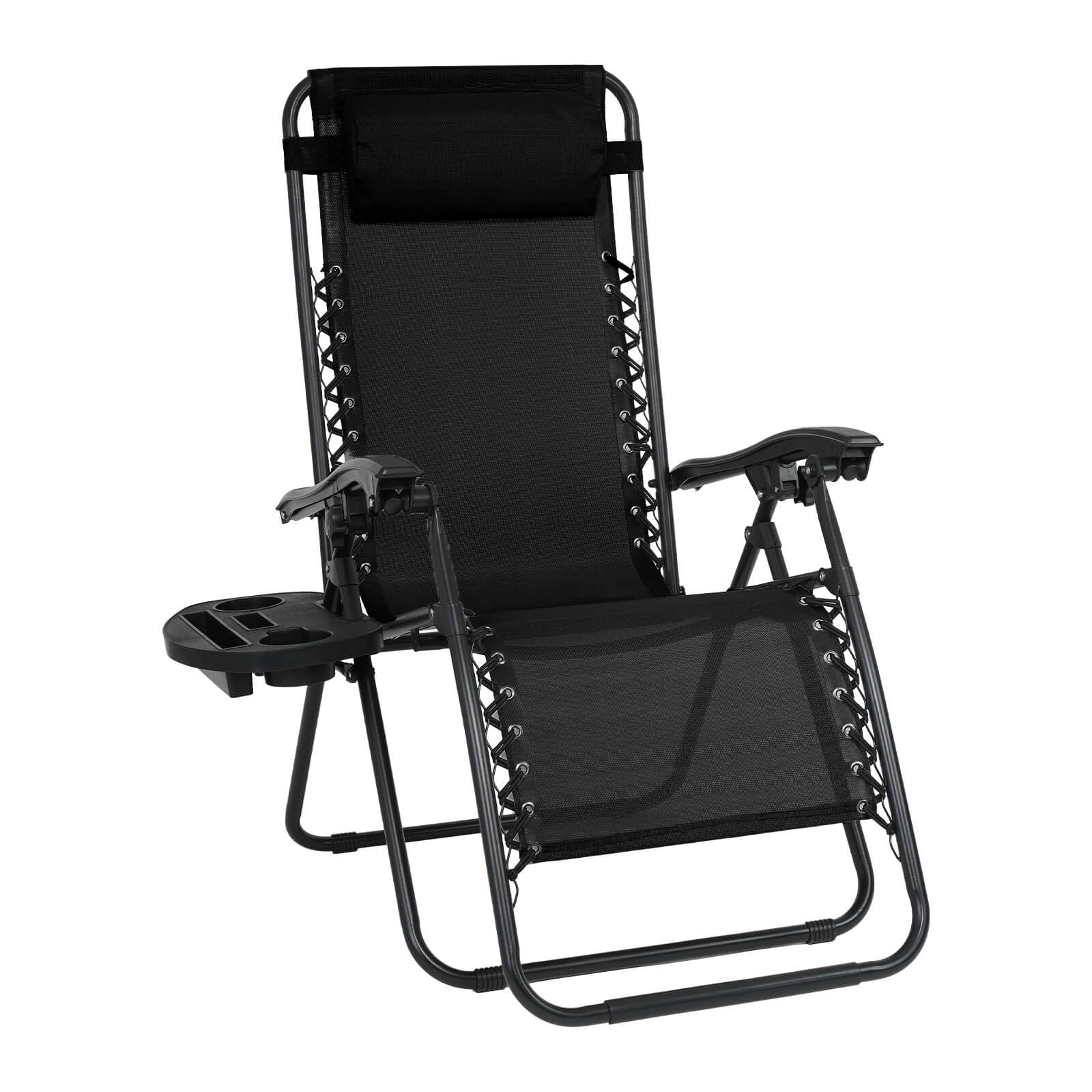 Tumbonas Plegables,Tumbonas Jardin Exterior Silla de Playas con Portavasos y Reposacabezas,Silla de Playa Ajustable para Jardín,Playa,Piscina,Terraza,Carga de 150 KG (Negro 1 Tumbonas)