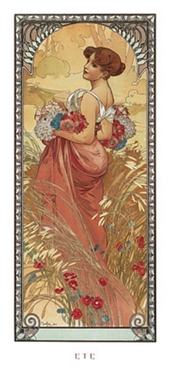Ete 1900 by Alphonse Mucha - 19 3 4 x 9 inches - Fine Art Print Poster