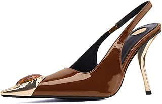 Slingback Heels for Women Pointed Toe Rhinestone Stiletto 4-Inch