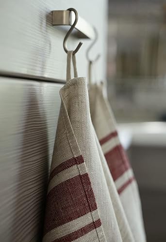 Miniatura 4 de Pure Linen - Juego de 2 paños de cocina de 100 % lino de 17 x 27 pulgadas con rayas rojas francesas de campo - Oeko - Certificado Tex