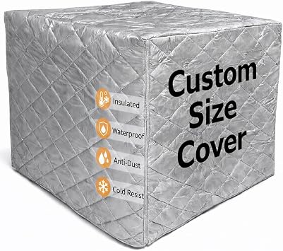 Custom Insulated Equipment Cover, Waterproof & Cold Resistant Protective Cover, Made to Measure Size, Silver Coated Oxford Fabric, Zipper Access for Outdoor & Indoor Use