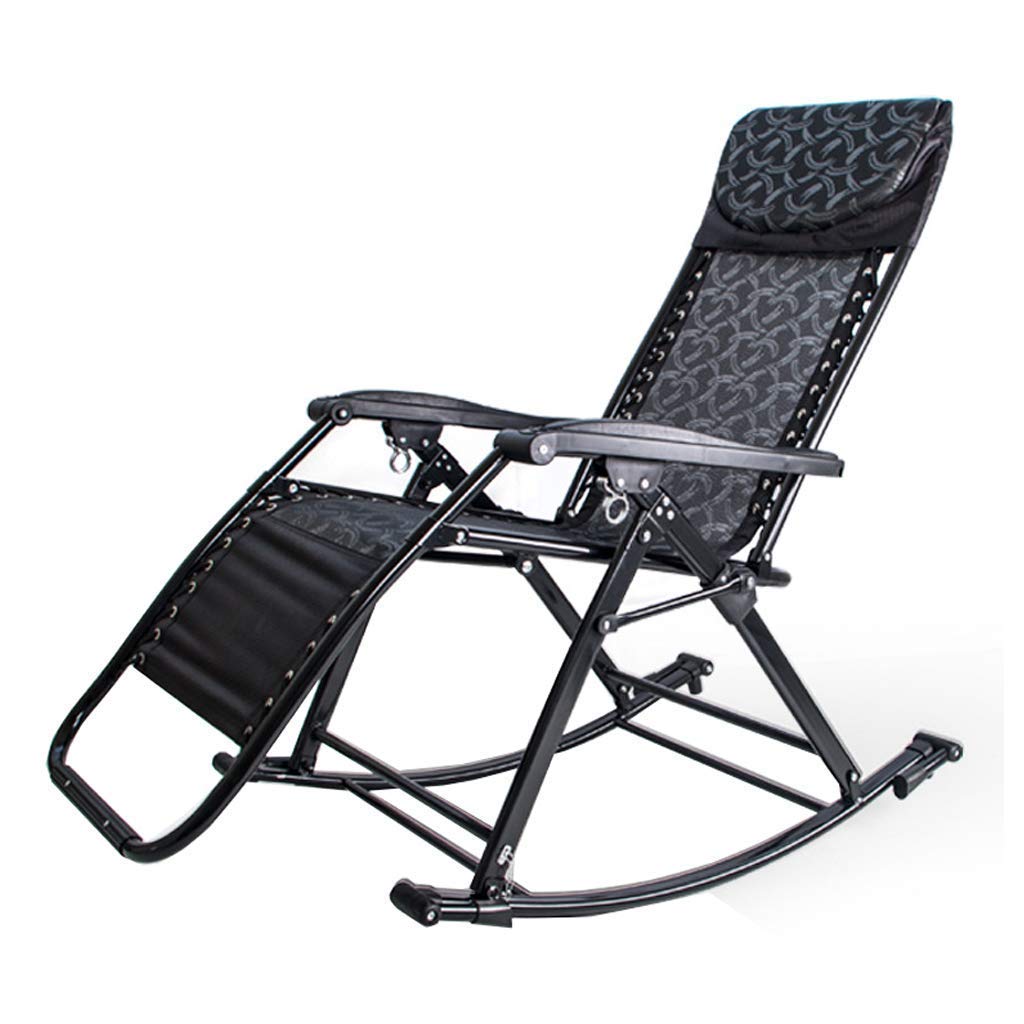 Balkonowe krzesło do biura, relaksu, krzesło na patio, czarne krzesło bujane, leżak blokujący grawitacyjnie, salon, ogród, trawnik, składane na zewnątrz, maks. 1
