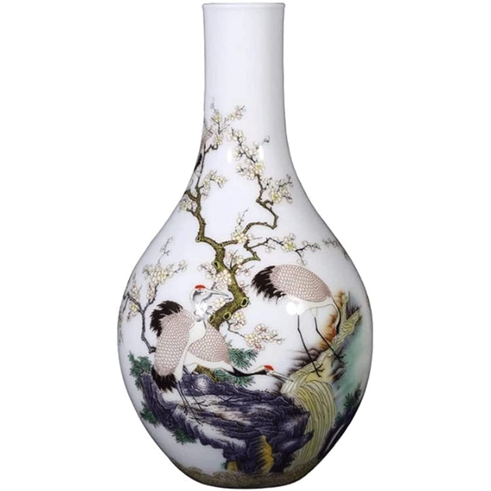 Ngdfgr As Known Fashion Hand-Painted Antique Ceramic Vase Enamel Landscape Flower And Bird Vase New Chinese Decorative Porcelain Ideal Shelf Decor Decoration
