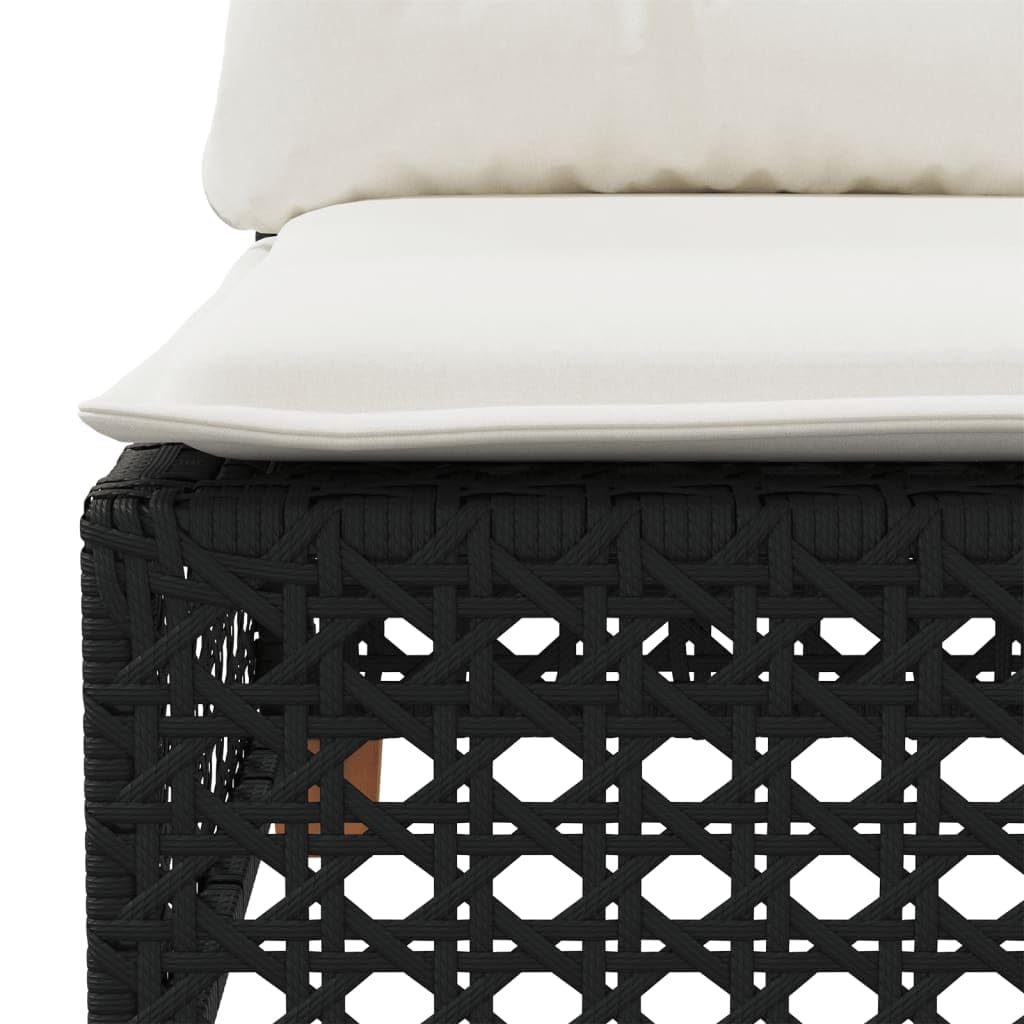 Gecheer Divano da Giardino a 3 Posti con Cuscini Nero in Polyrattan,Divani,da Giardino,per Esterno,Salottini,Salotto da Giardino,da Esterno,Divano Modulare,Set da Giardino,365941