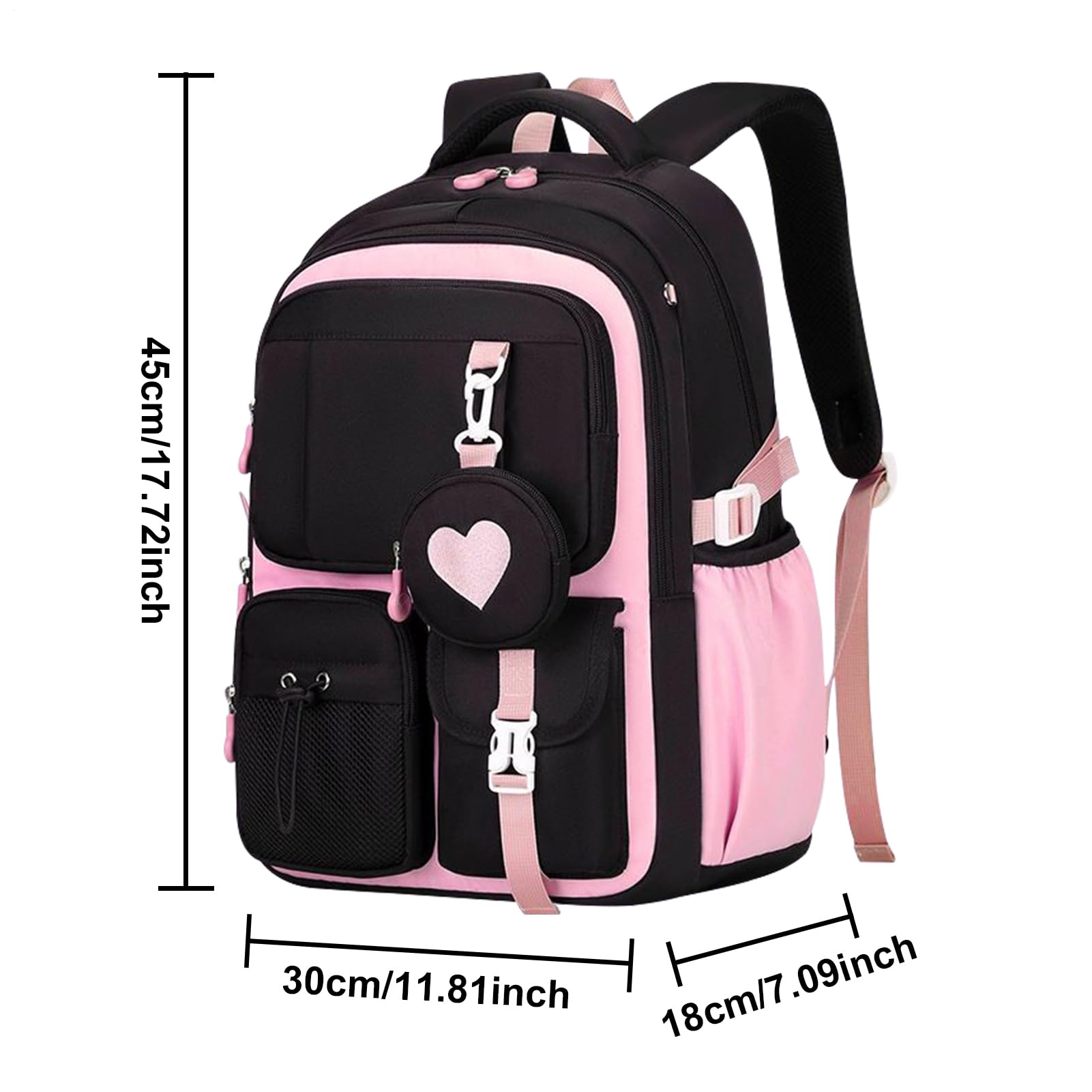 Rucksack für die Grundschule - Schulrucksack für Kinder, Book Lernspeichen Teenager | Geräumige Tasche für Mädchen große Größe, Reisebranche für Kinder, Jugendliche, Pink, Fare riferimento alla