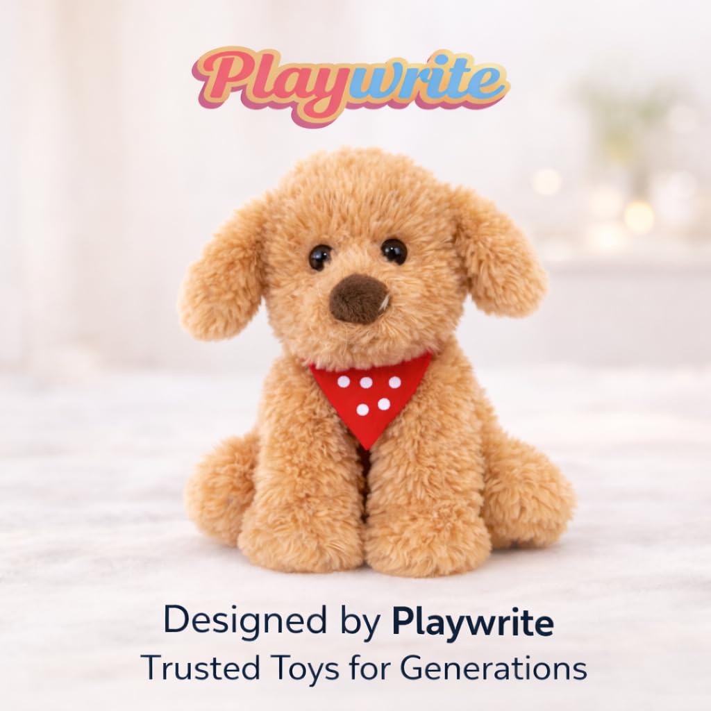 Playwrite Scruff The Dog Plüsch 20cm, Scruffs The Cockapoo, Hündchen mit gepunktetem Halstuch.NEUGEBOREN