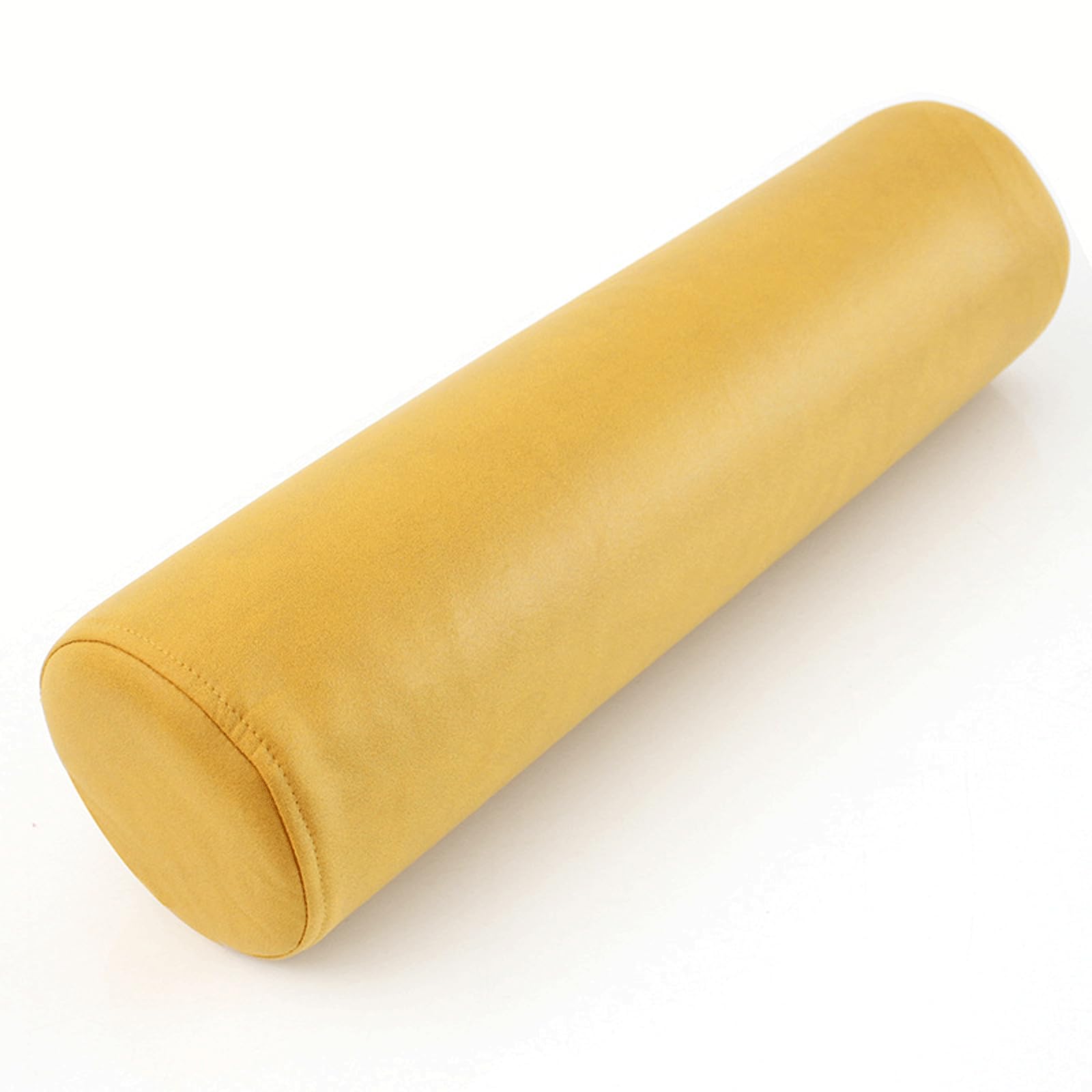Neck Roll Pillow PU Leather Bolster Pillow - Ergonomic Cylinder Cushion Cervical Support Headrest Lumbar Waist Back Pain Relief Bolster for Sofa Bed Chair Car Office Sleeping (Yellow,20cmx60cm)
