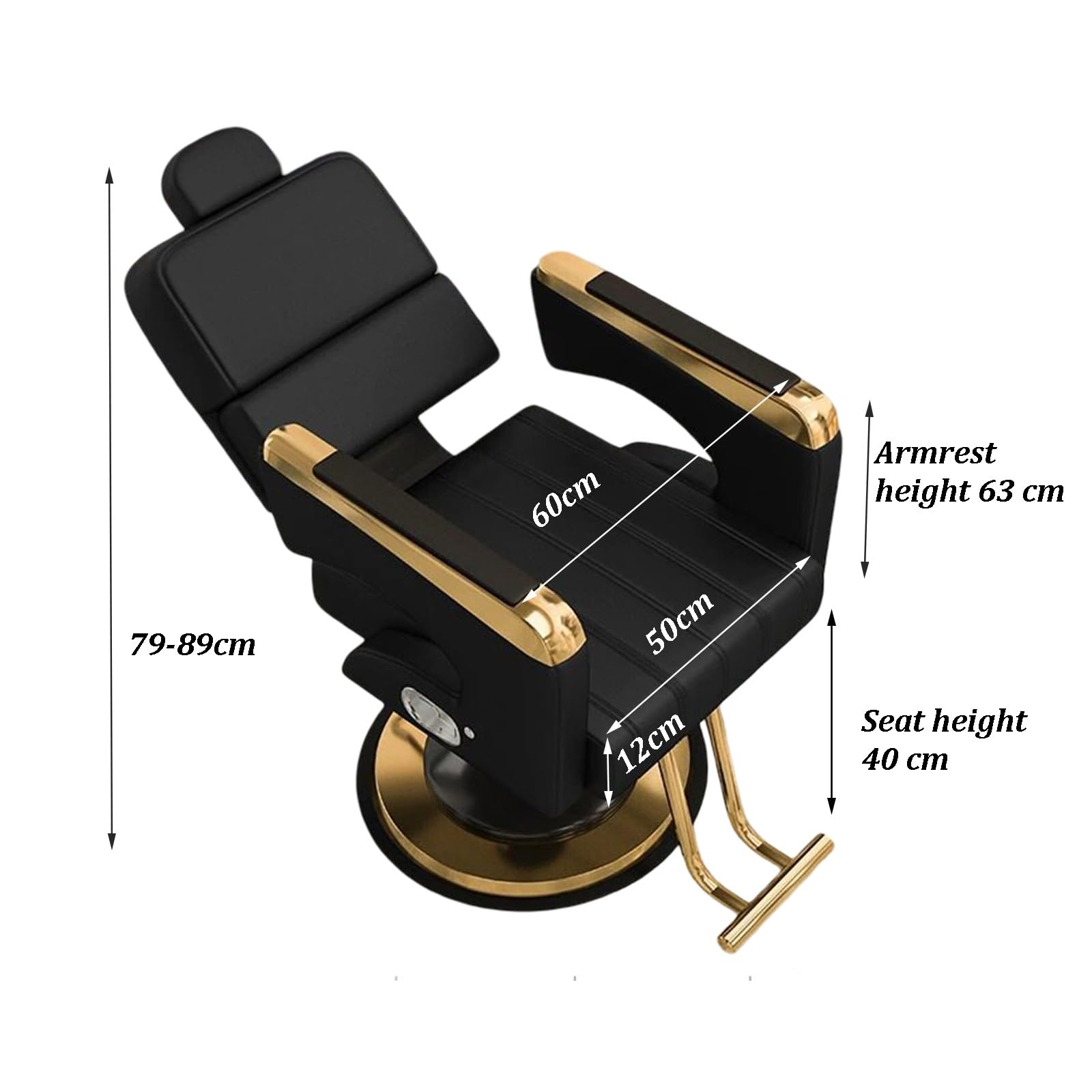 Sillón De Barbería Y Peluquería Silla Hidráulica con Bomba Y Giro De 360°, Respaldo Reclinable; Ideal para Salones, Spas, Centros De Belleza Y Uso Doméstico(C)