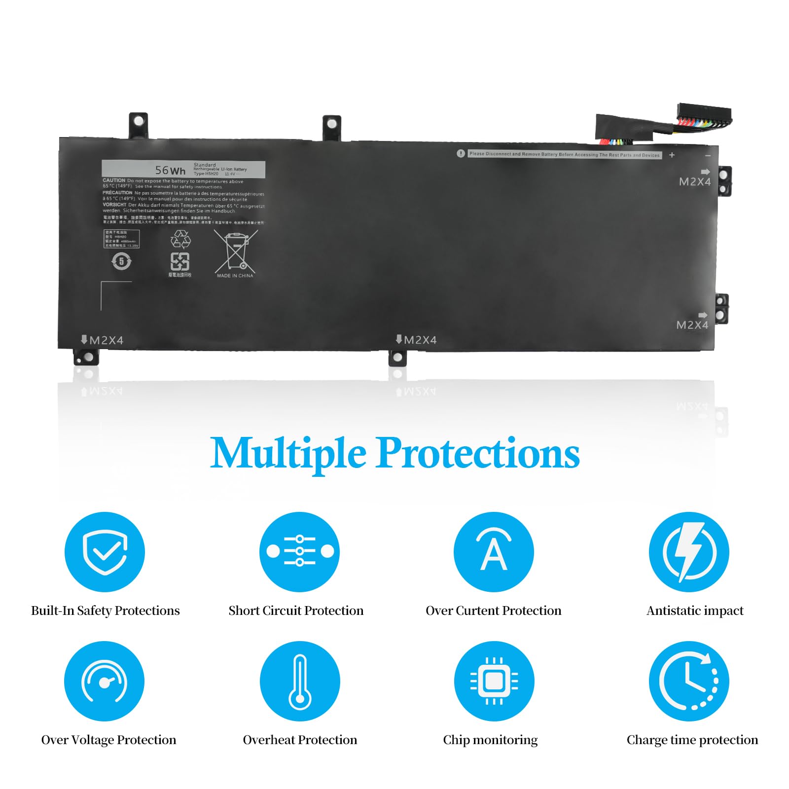 H5H20 Batteria per Dell XPS 15 9550 9560 9570 7590 Series per Dell Precision 5530 5510 5520 5540 Series V0GMT HSH20 M7R96 TJDRR 5D91C 5041C 05041C 62MJV 062MJV 0RRCGW 451-BCBT [56Wh ]