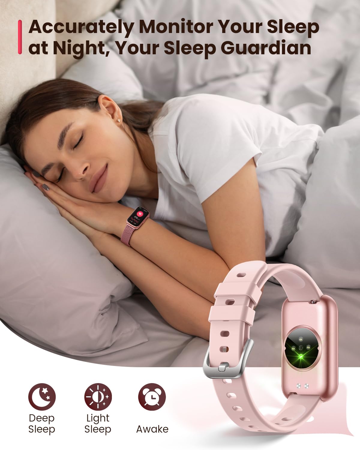 Sanorum Smartwatch voor dames, 1,47 inch, activiteitentracker, 24 sportmodi, slaaptracker, hartslag, SpO2, stappenteller, vrouwelijke functie, waterdicht, IP68, 4 smartwatch, Android, iOS Sanorum Smartwatch voor dames, 1,47 inch, activiteitentracker, 24 sportmodi, slaaptracker, hartslag, SpO2, stappenteller, vrouwelijke functie, waterdicht, IP68, 4 smartwatch, Android, iOS