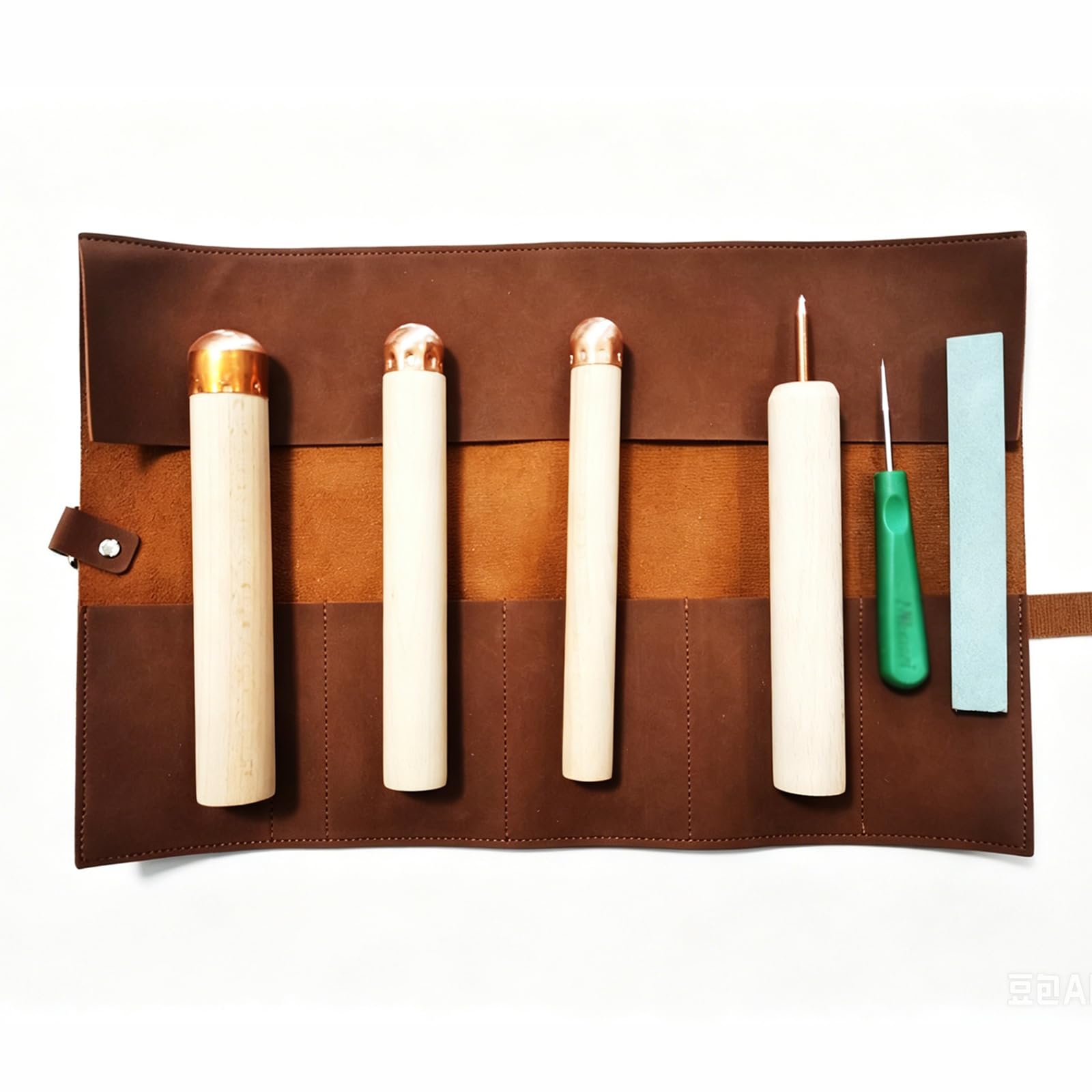 RKXKJ Flint Knapping Tool Kit, Dragon Crystal Stone Age Tool Kit, With Copper Knapping Hammers & Pressure Flaker, For Both Pros And Beginners, With Leather Carry Roll