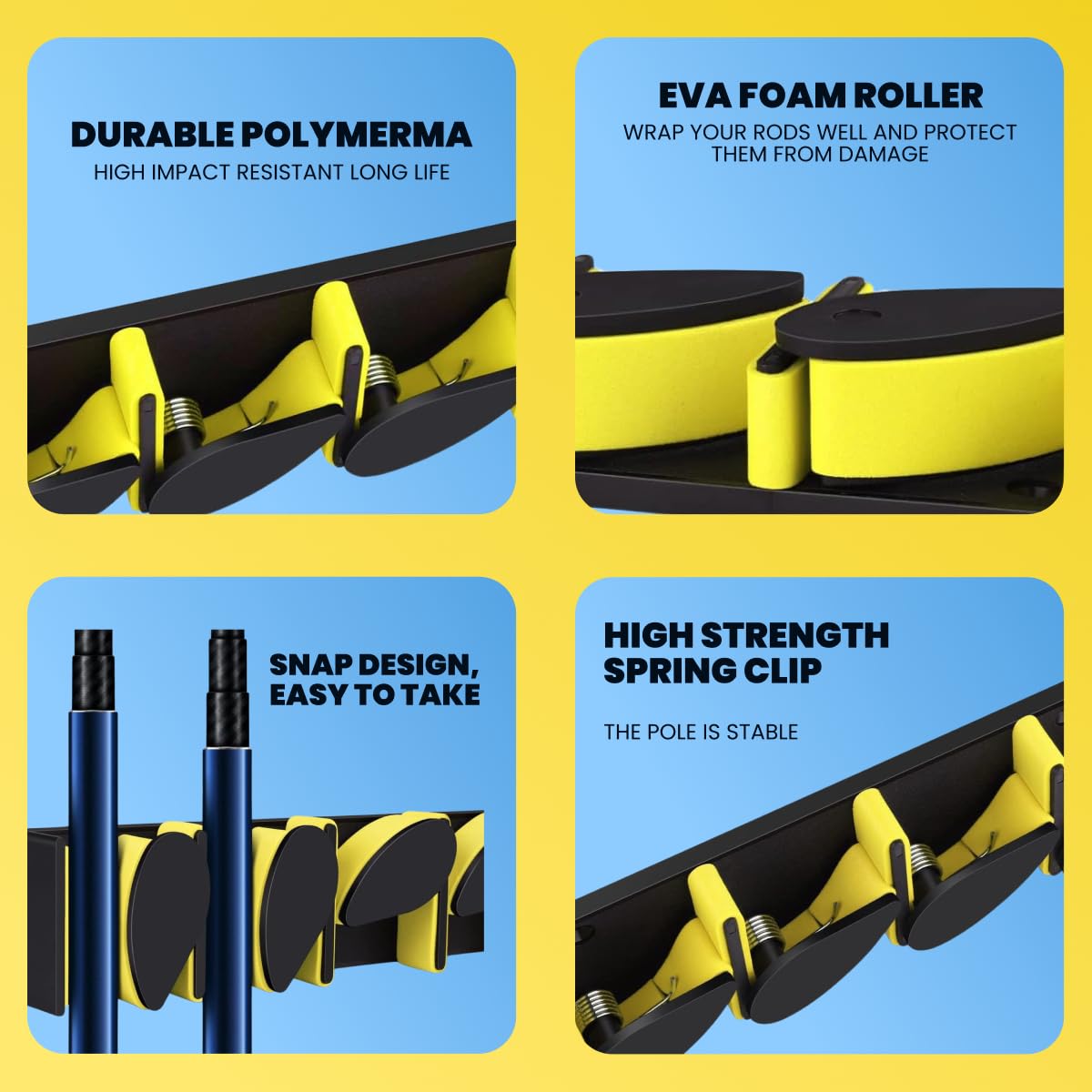 Big Boys Outdoors Wall-Mounted 2 Pack Veritcle Fishing Rod Holder Holds Up to 6 Rods or Combos up to 12 - Sturdy & Space-Saving Fishing Rod Holders for Organizing Fishing Gear (Orange)