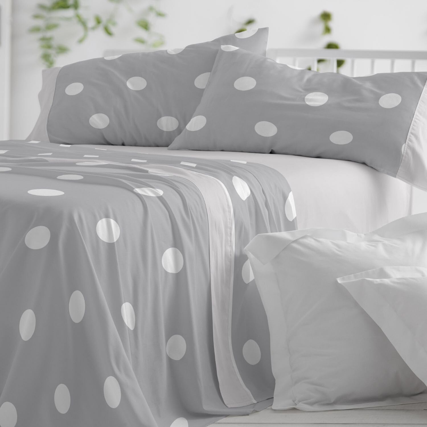 Burrito Blanco | Juego de sábanas Algodón | Cama de 150 a 160cm. (+Medidas Disponibles) | Diseño 627 | Color Gris (150-160x190/200cm.)