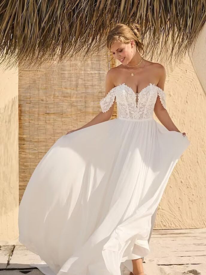 Tulle Lace Wedding Dresses for Bride 2025 Mermaid Off Shoulder A Line Long Beach Wedding Bridal Ball Gowns for Women3