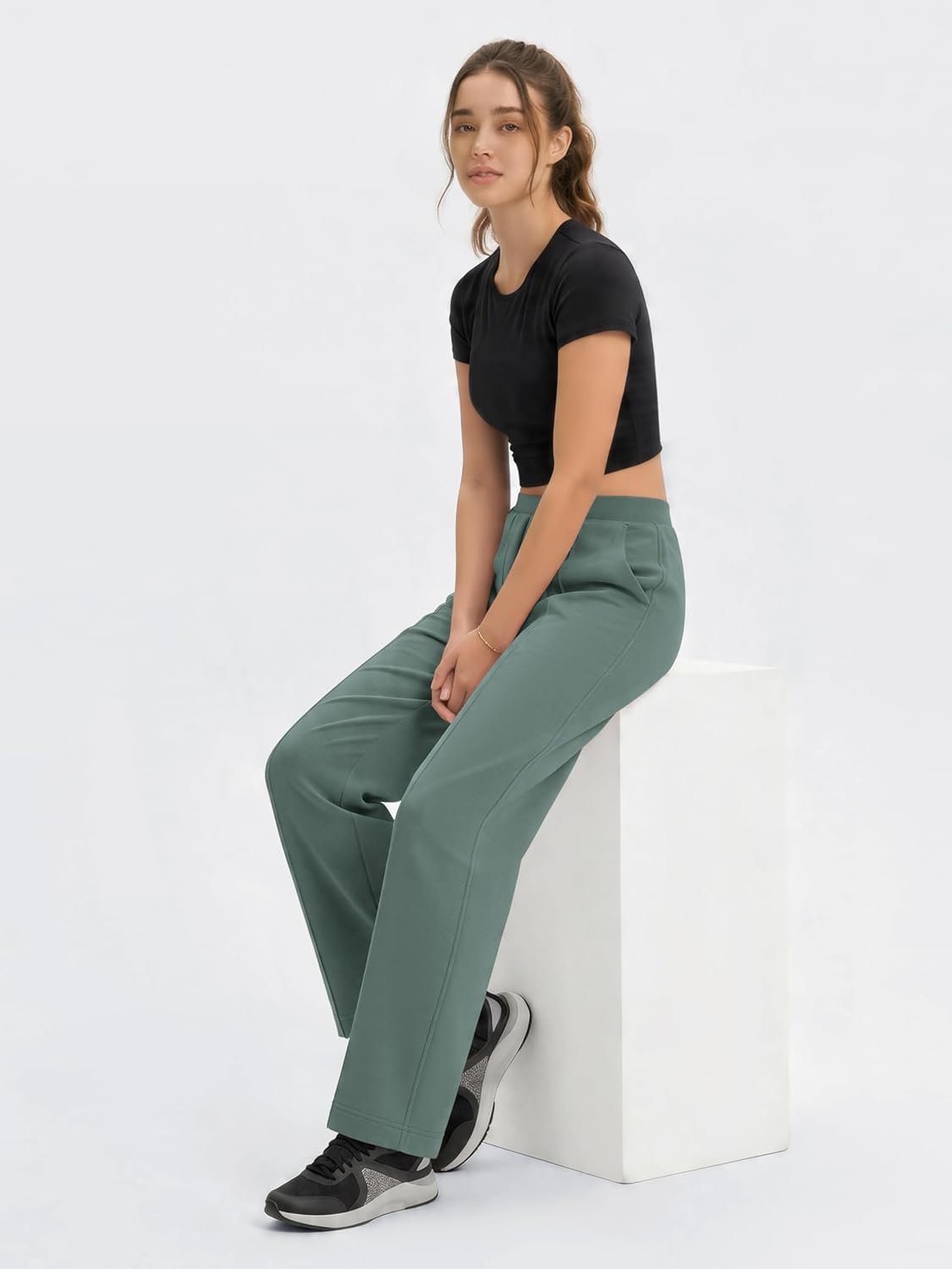 ODODOS Women's Modal Soft Classic Pants Mid Rise Pull-On Lounge Casual Work Pants with Pockets- 27" / 29" / 31" Inseam
