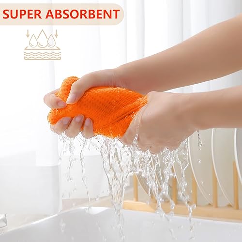 Miniatura 3 de Homaxy Paños de cocina de 100% algodón con tejido de gofre, ultra suaves, absorbentes, de secado rápido, 12 x 12 pulgadas, paquete de 6, naranja