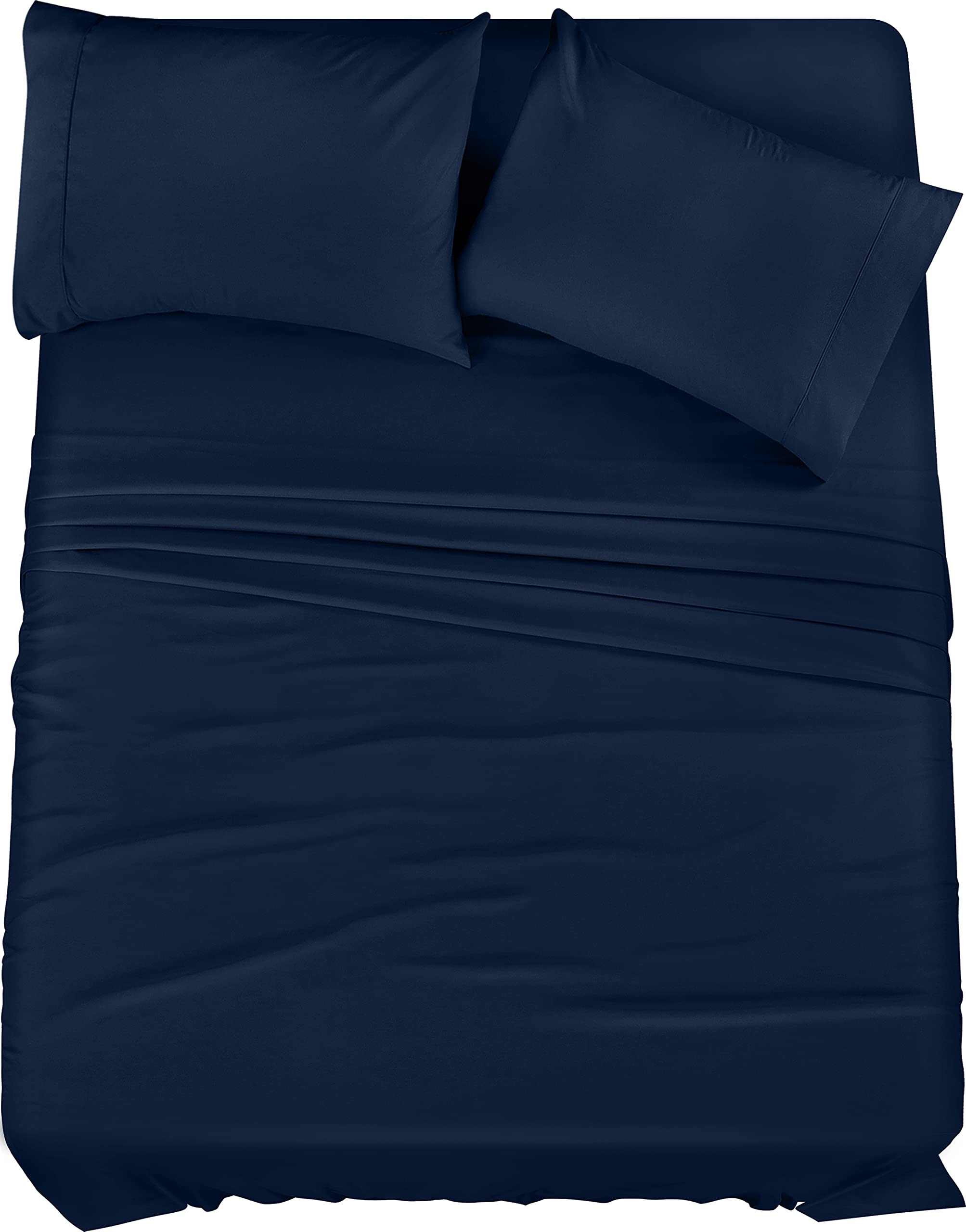 Utopia Bedding Queen Sheet Set – 4 Piece Bed Sheets for Queen Size Bed, Soft and Breathable Microfiber, Includes 1 Fitted Sheet, 1 Flat Sheet and 2 Pillowcases (Navy Blue)
