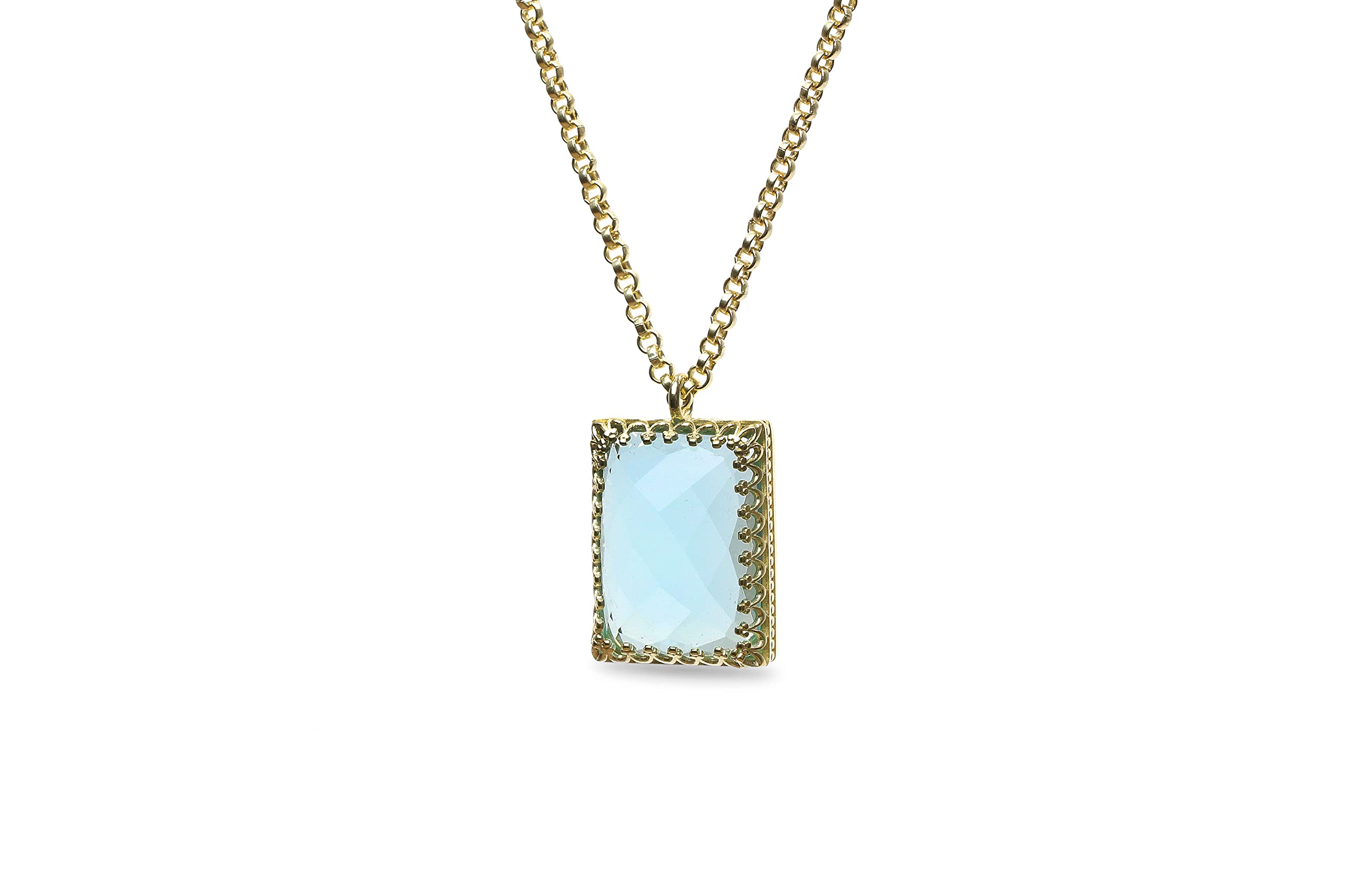 Collier Topaze Rectangle Stylisé - Colliers Faits Main, Colliers de Pierres Précieuses, Colliers de Mode pour les Occasions Spéciales - Bijoux Artisanaux de Pierre de Naissance pour les Femmes