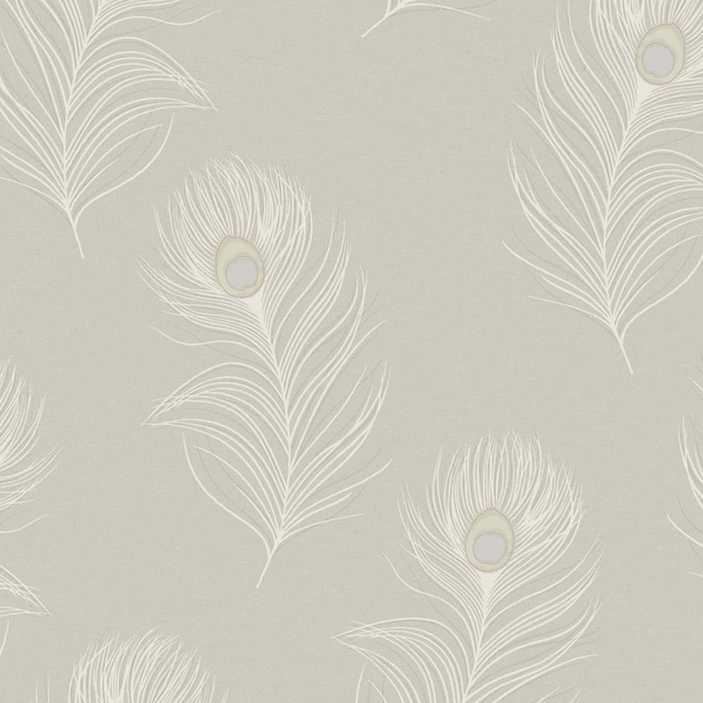 Holden Decor Taupe Opus Pavona Wallpaper 36242 - Italian Peacock Feather Quill