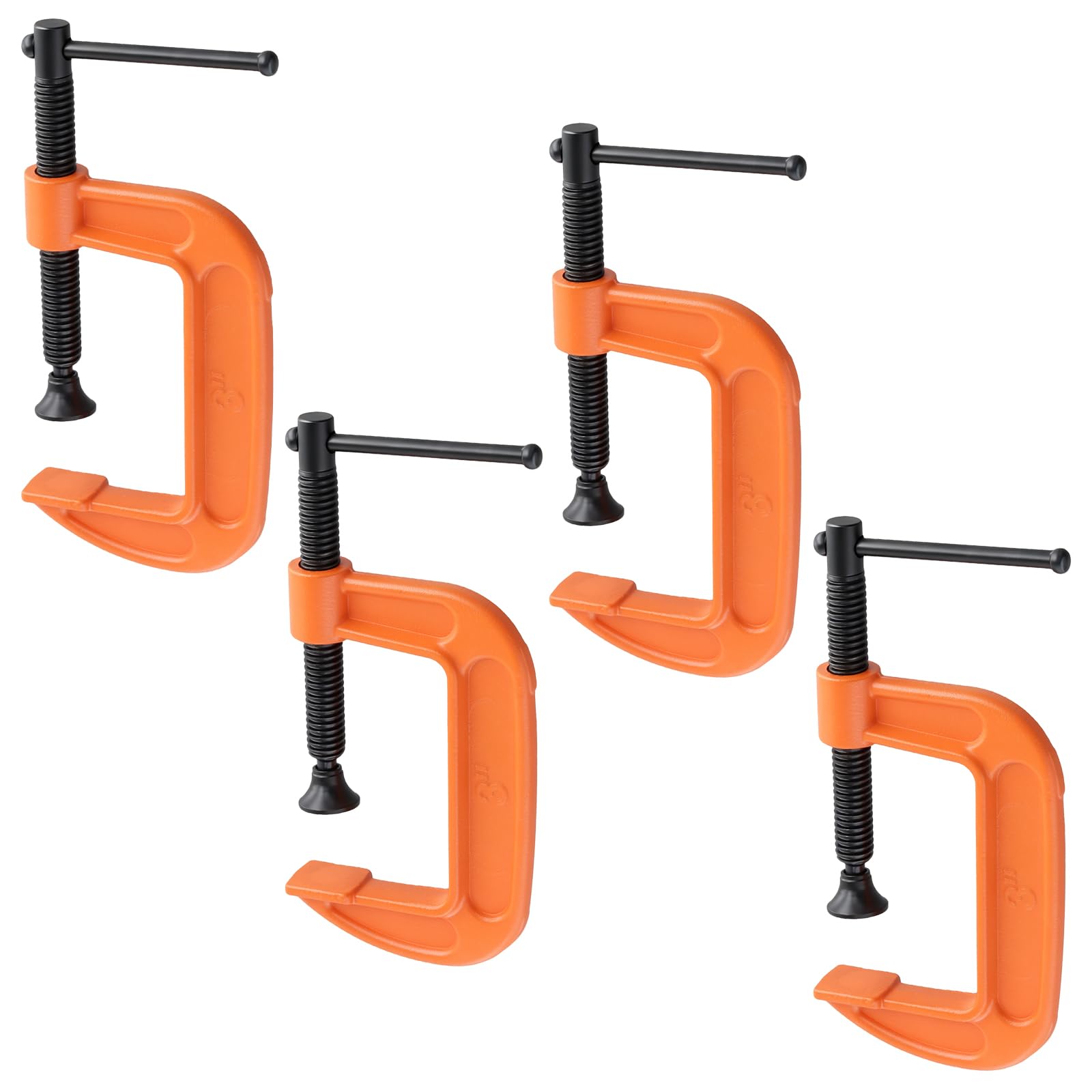 LEXININ 4 Pcs 3 Inch Mini G Clamp, Jaw Opening 90mm Orange Small C Clamps for Woodworking Welding Building, Malleable Cast Iron