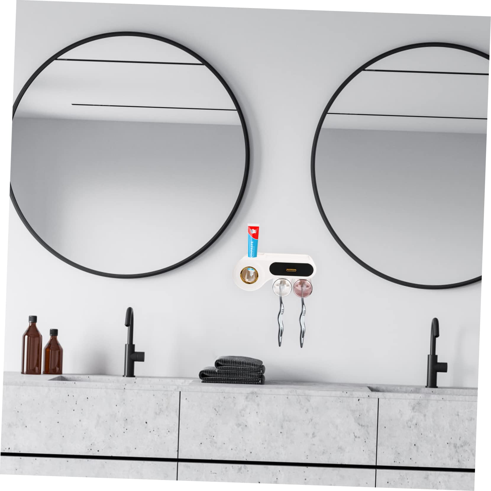 Estante de Pared para Cepillos de Dientes y Accesorios de Baño en Plástico Negro, Diseño Simple y Funcional para Almacenamiento Organizado Baño