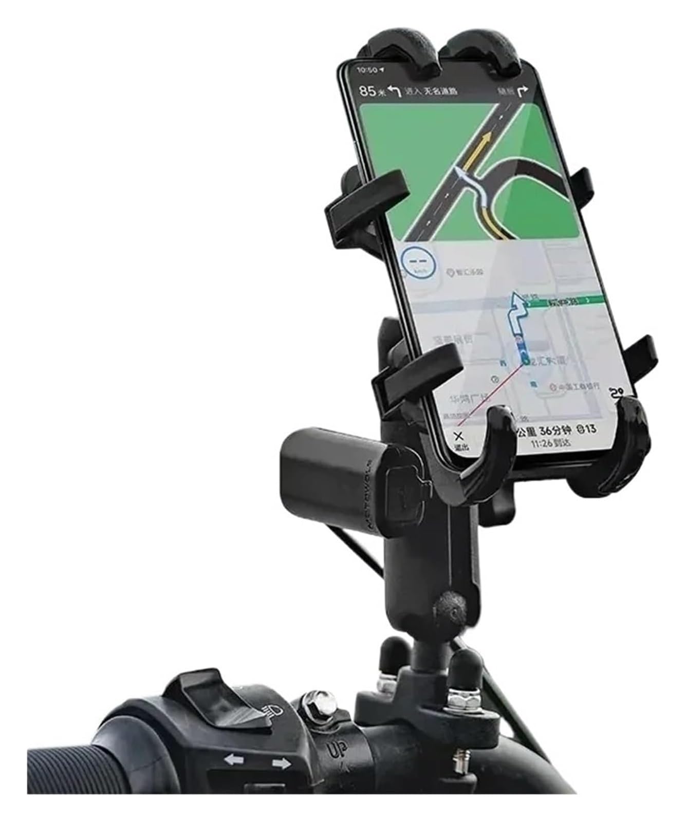 Support de Navigation pour Moto Support GPS pour Téléphone Portable De Moto Station Charge USB 3.0 Rapide pour Chargeur Rétroviseur Guidon Téléphones Portables(Mirror Charger)