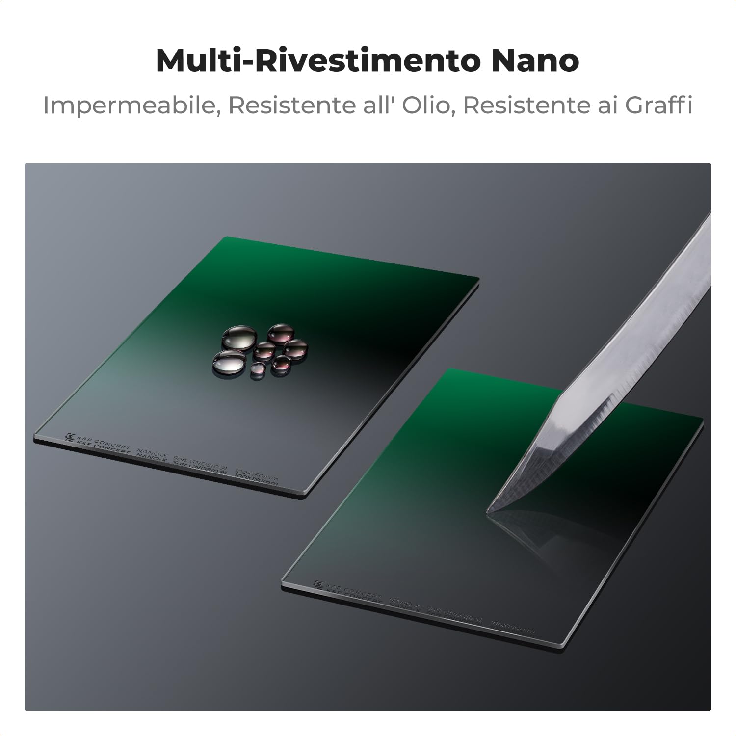 K&F CONCEPT Nano-X Kit da Filtro a Lastra Soft GND8 (0,9) da 100x150mm, 8x Anello Adattatore e 1x Portafiltro Mentale Compatibile Nano-X Porta Filtri per Lente