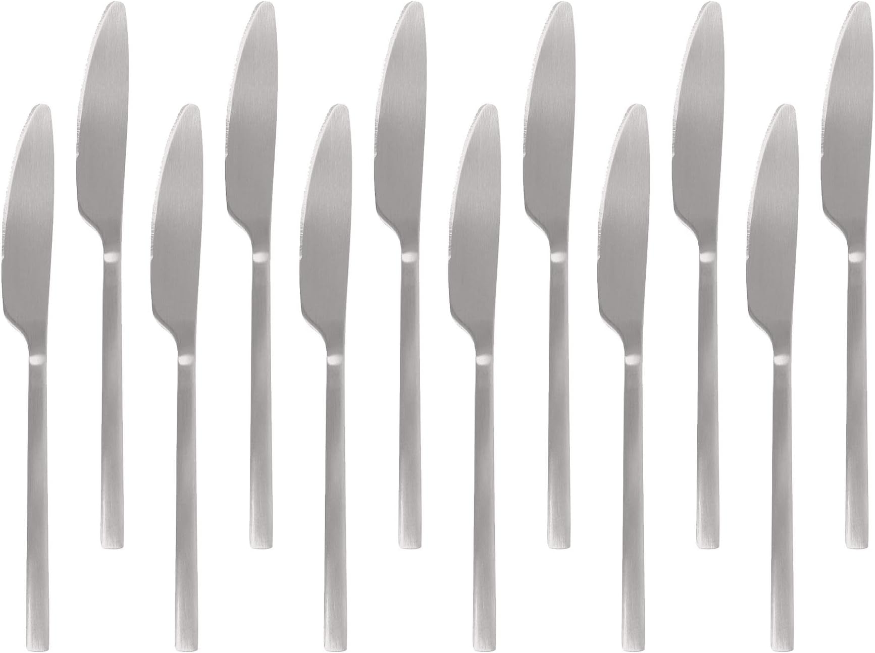 Argon Tableware 12 Stainless Steel Dinner Knives – 21cm Silver Finish Modern Cutlery Set for Dining & Entertaining – Stylish Dishwasher Safe Tableware