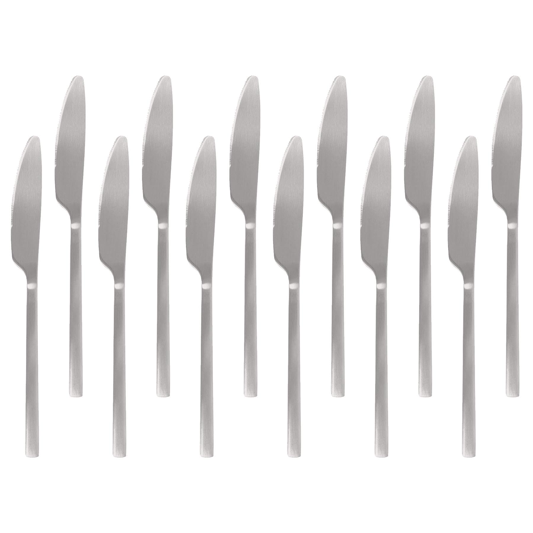 Argon Tableware 12 Stainless Steel Dinner Knives – 21cm Silver Finish Modern Cutlery Set for Dining & Entertaining – Stylish Dishwasher Safe Tableware