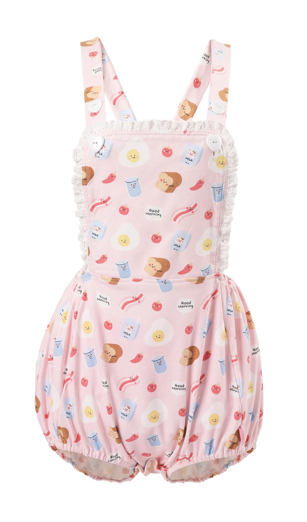 CutiePlusU Baumwolle Knopf-Schritt Damen-Overalls Bodysuit Pyjamas - Vollflächig bedruckter Strampler