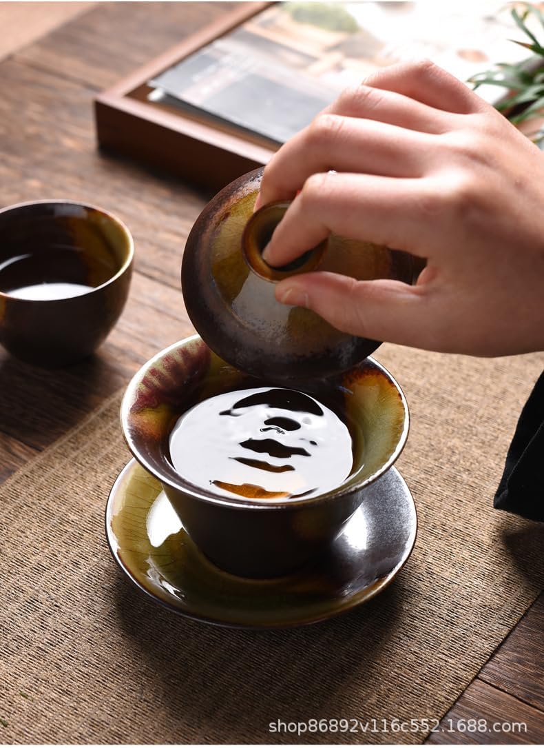 Elegant Gaiwan Tea Cup with Lid Chinese Traditional Tea Brewing Set-style1