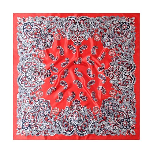 Image of 35 inch Men's Silk Cowboy Scarf - Oversized Western Bandana Neckwear, Large Square Scarf with Gift Packaging