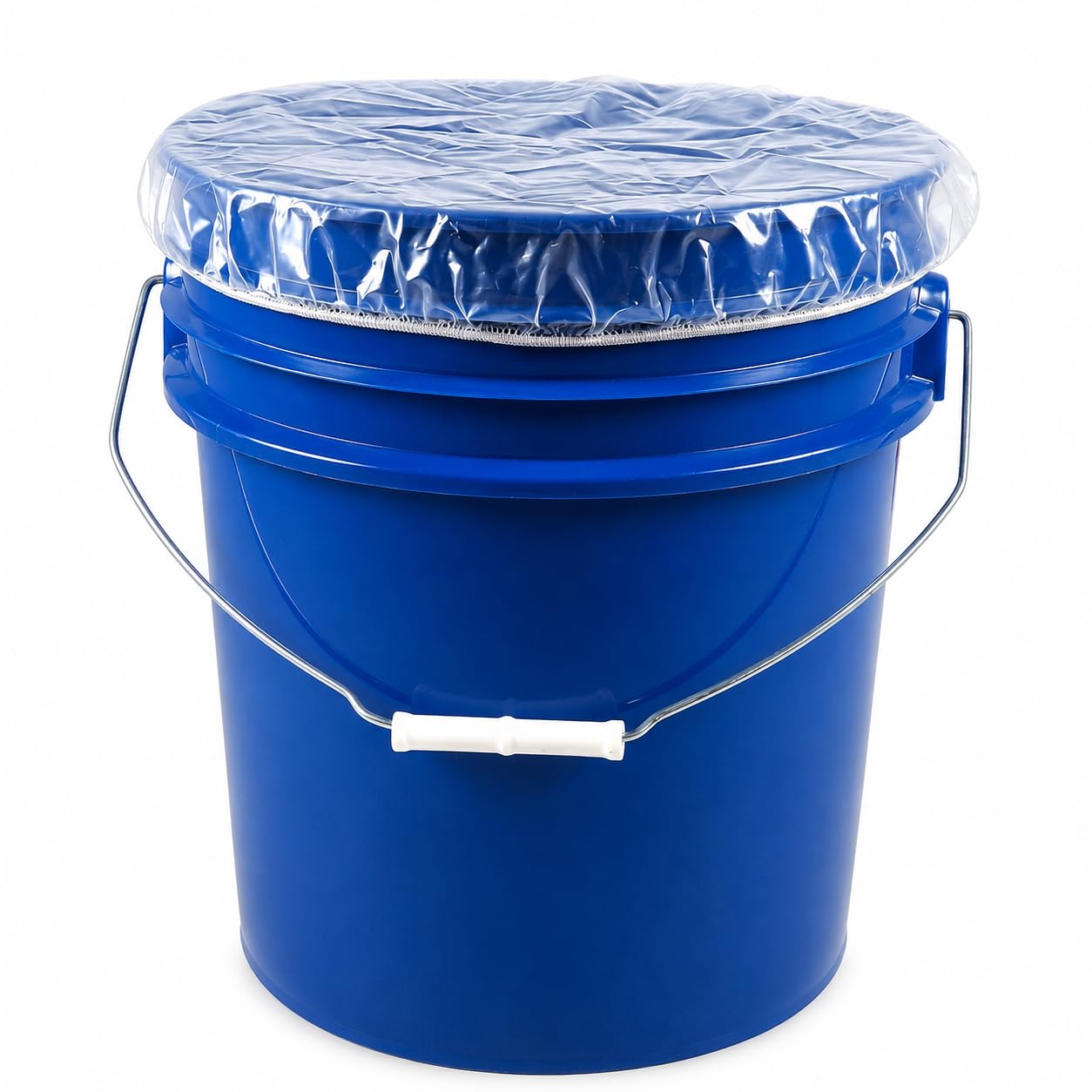 5 Gallon Bucket Cover (100 Pack) – Elastic, Waterproof, UV-Resistant &amp; Tear-Resistant Plastic Dust Caps – 4 Mil Heavy-Duty Covers for Industrial Use – by Interplas