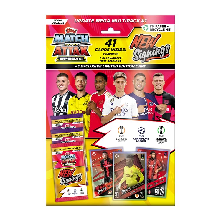 Topps Match Attax 23/24 Update Mega Multipack #1-41 Match Attax Cards, Including 16 New Signings and an Exclusive New Signings Limited Edition Card!