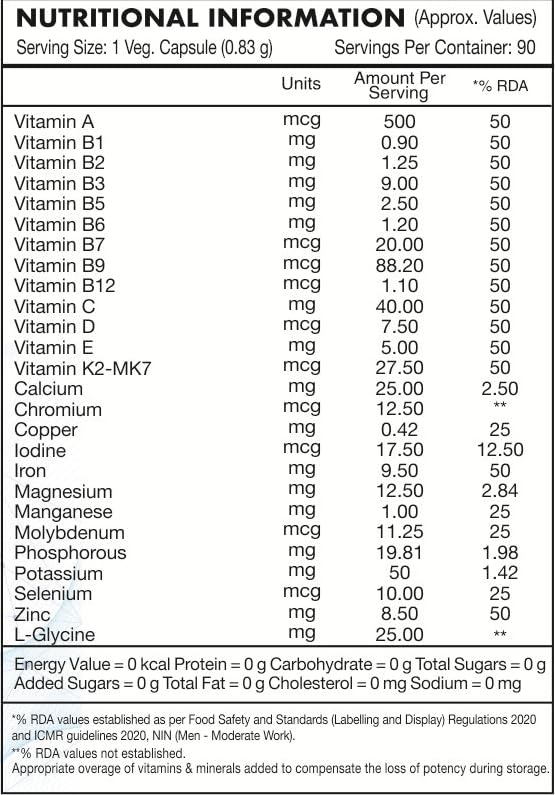 HealthyHey Nutrition MultiVitamin for Men - Multi-Vit Daily - 13 Vitamins & 12 Minerals - 90 Vegetable Capsules - Image 4