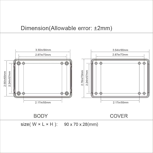 Miniatura 7 de LeMotech Project Box - Caja de 5 piezas de plástico ABS para proyectos eléctricos, caja de conexiones pequeña para electrónica, color blanco, 3.54 x