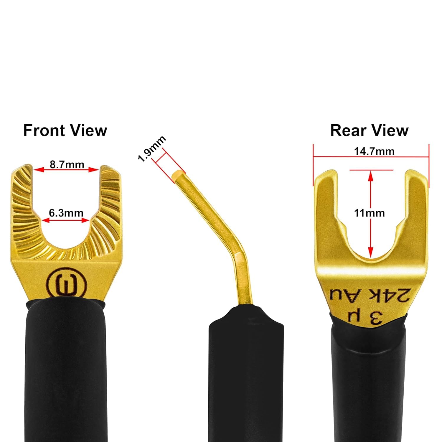 WORLDS BEST CABLES Coppia di cavi per altoparlanti HiFi audiophile con connettori Eminence Gold Banana (x2) e Spade (x2) e Spade (x2)