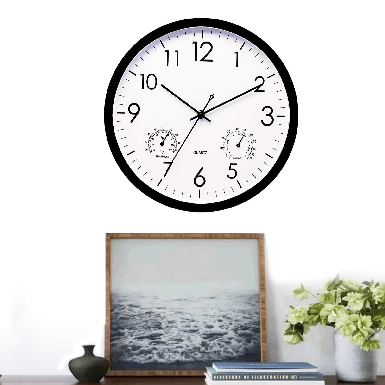 Quertz dekorative Uhr, wasserdichte Uhr, Thermometer-Hygrometer-Kombination, diamantähnliche Raumdekoration, Gartenuhren, Outdoor, Esszimmer, 1/2 Stück