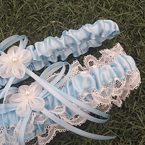 Tangser Blue Bridal Garter, Lace Wedding Garters With Toss Away - Set Of 2 (Blue)-One For Keeps And One For Garter Throw #TOP3
