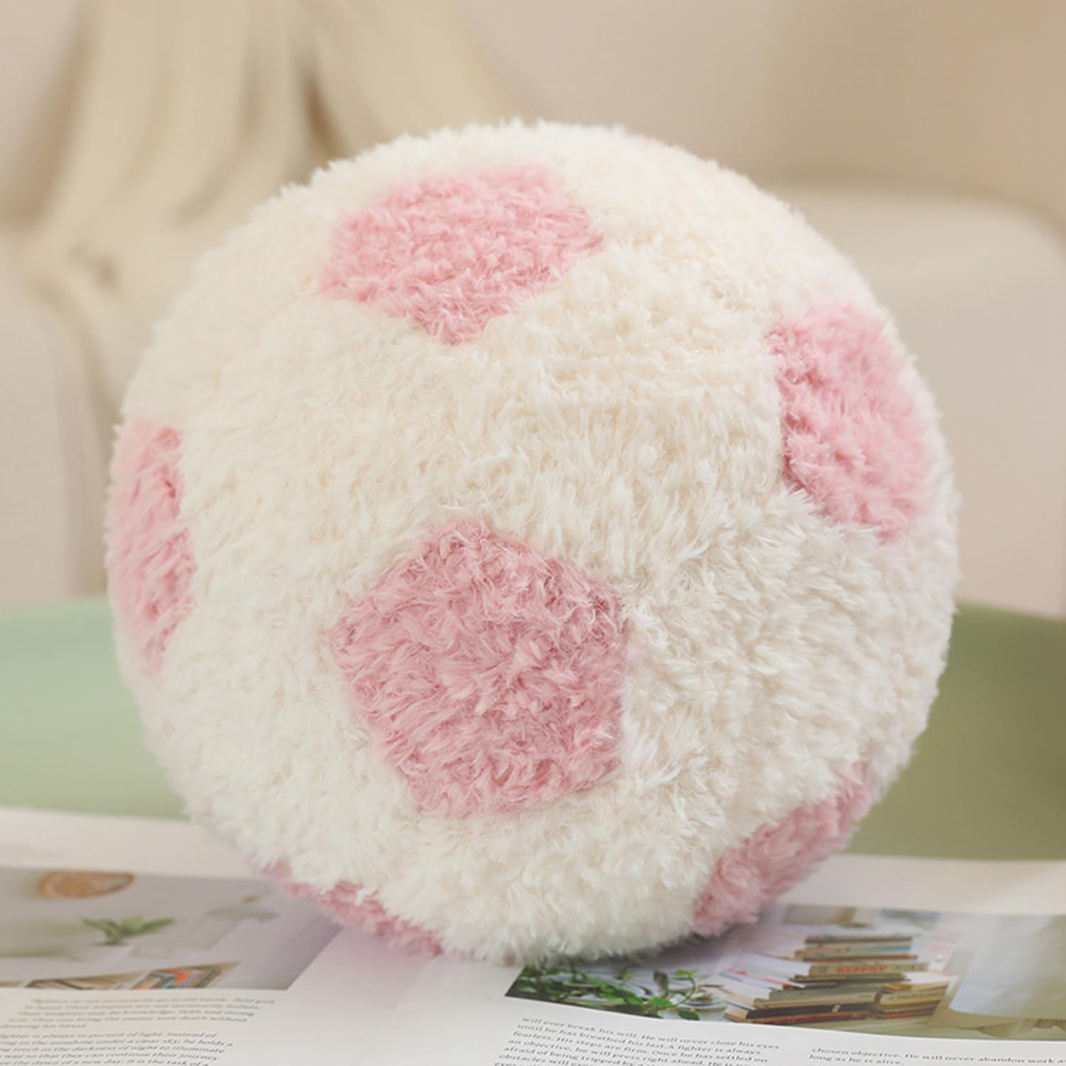 12 Inch Round Football Hugging Plush Toy - Soft Football Throw Pillow for Kids & Babies