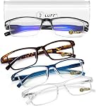 LUFF 4Pcs Lunettes de lecture anti-bleu-ray Lecteurs ultra-légers portables pour unisexe