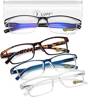 LUFF 4Pcs Anti-Blue-ray Reading Glasses Portable Ultra-Light Readers(1.50X)