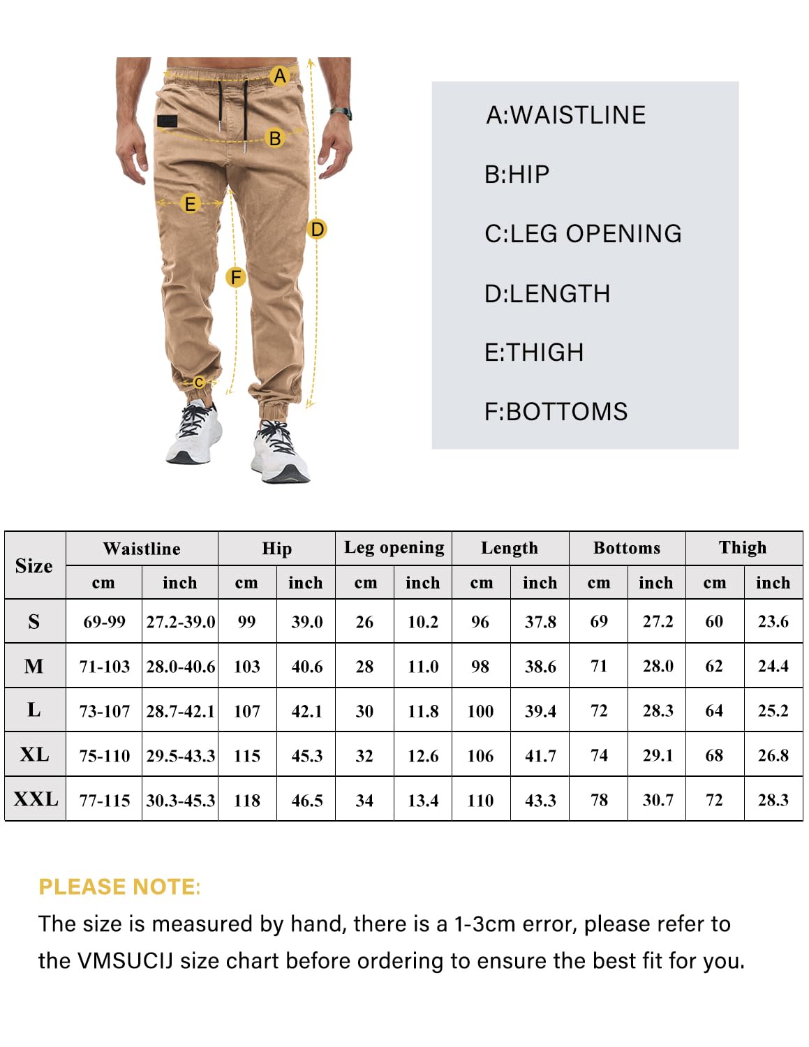 VMSUCIJ Pantaloni Jogging Uomo Pantaloni Casual Cotone Pantaloni Sportivi con Elastico in Vita con Tasche S-XXL