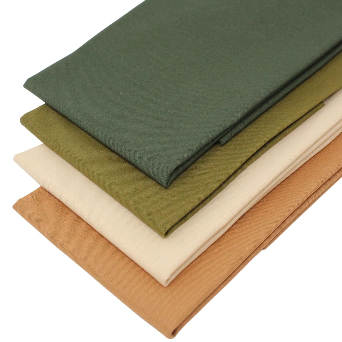 4 Fat Quarters Bundle - 'Highland Pine' Earthy Plain Solid Fabrics in Green and Browns. 100% Cotton for Quilting, Patchwork & Crafting (with Free Patchwork Pattern by Overdale Fabrics)