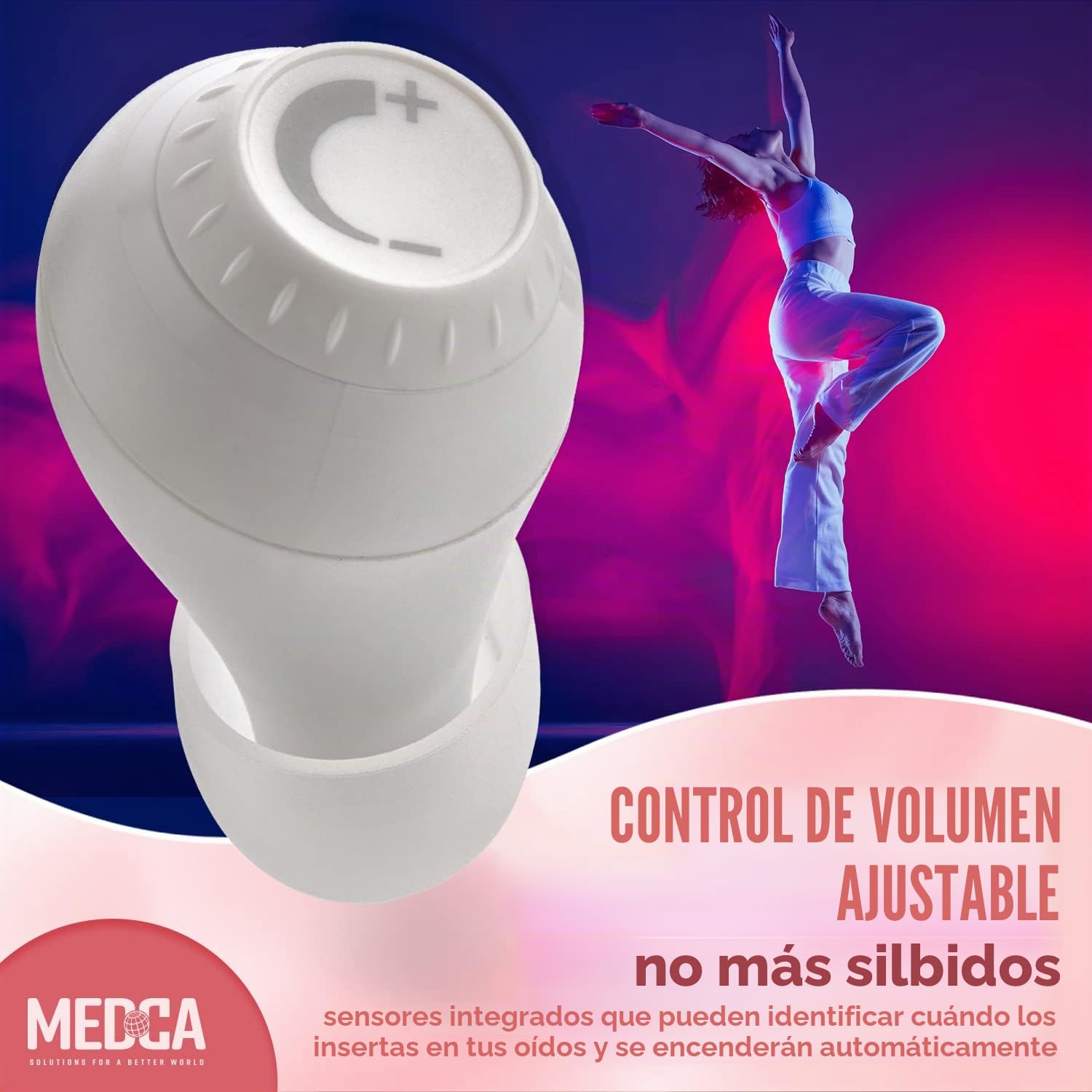 Mini Digital - ITE Recargable Personal - Dispositivo liviano con cancelación de ruido, detección en el oído y dial de control de volumen para adultos mayores, blanco