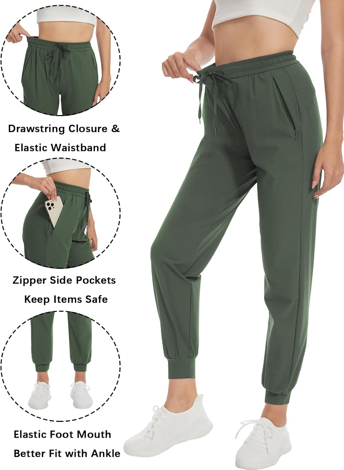 SEVEGO Women's 30"/32"/34"/36" Tall Inseam Joggers Lightweight Sweatpants Zipper Pockets Athletic Workout Lounge Pants - Image 4
