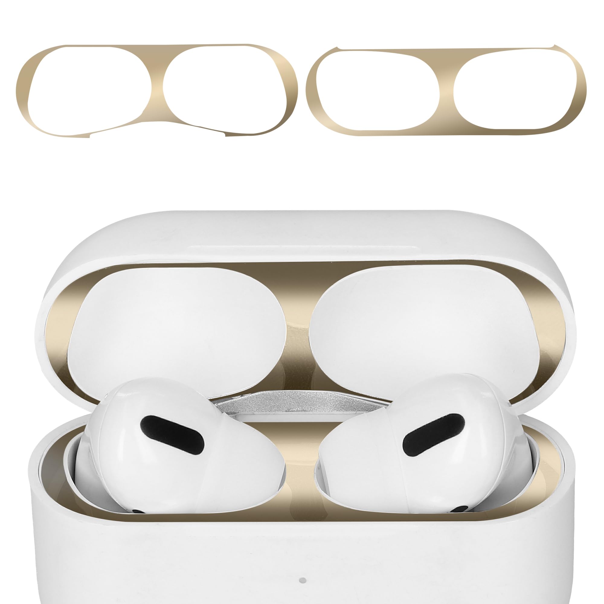 kwmobile Set of 2 Dust Guards Compatible with Apple Airpods Pro 2 - Anti-Dust Protection Stickers - Gold