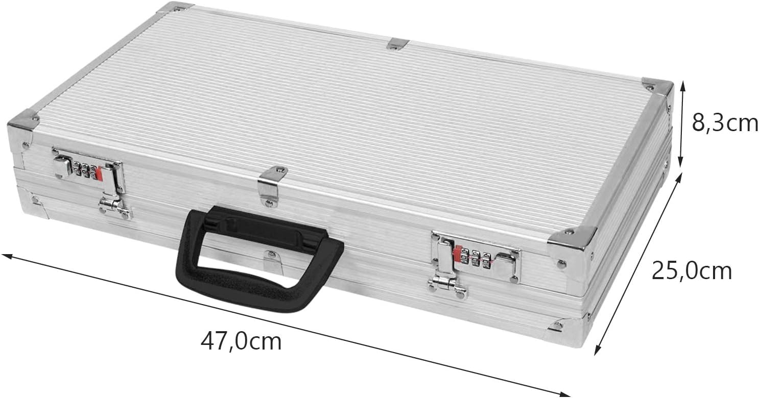 SOARS Mallette pour Arme, Malette Outils 47 X 25 X 8,3 CM en Aluminium, Verrouillable avec Serrure à Combinaison, Mousse Amovible, Poignée Ergonomique, Valise pour Pistolet Airsoft, Accessoires