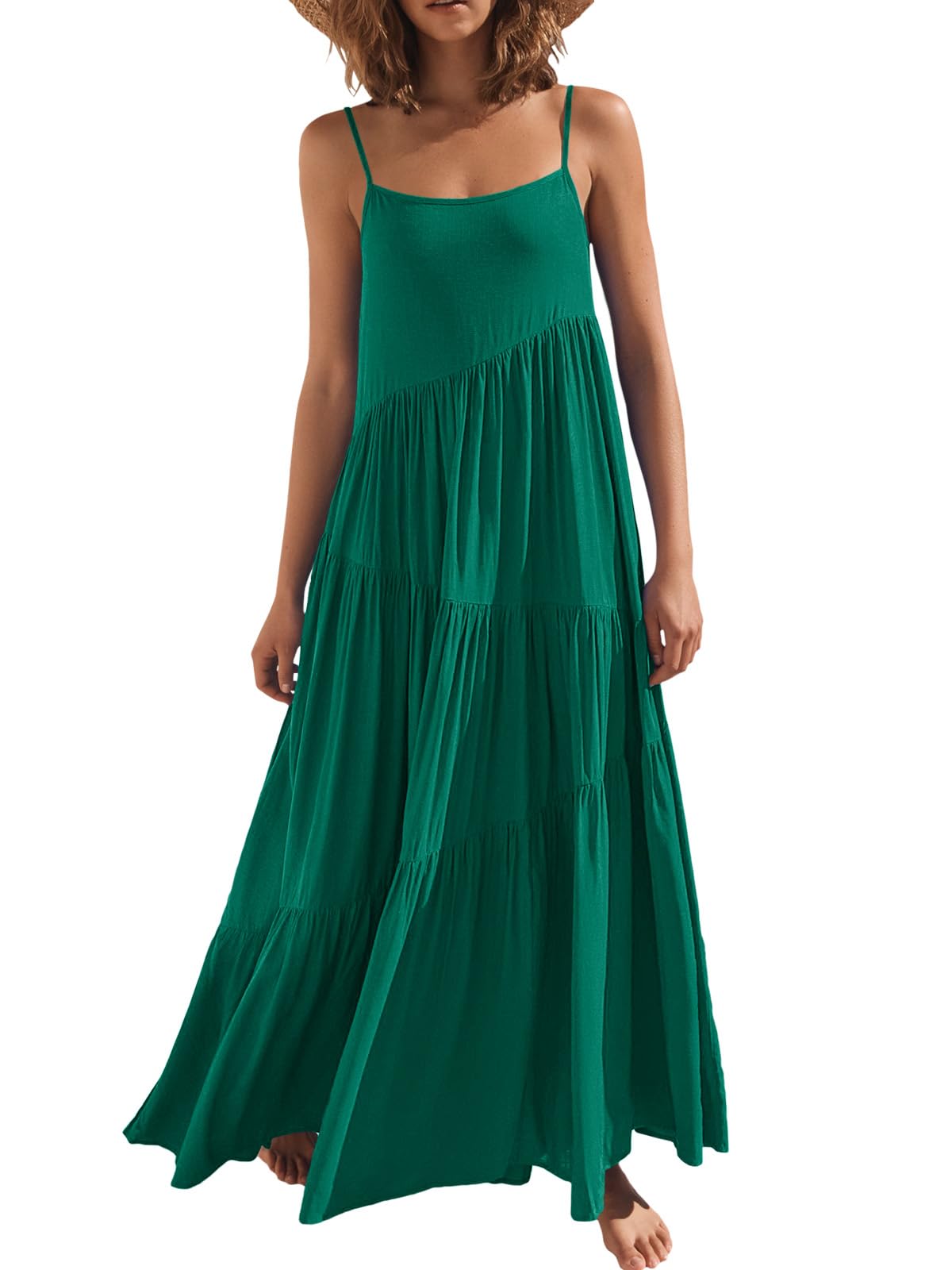 Women Summer Sleeveless Maxi Dress Flowy Boho Beach Sundress