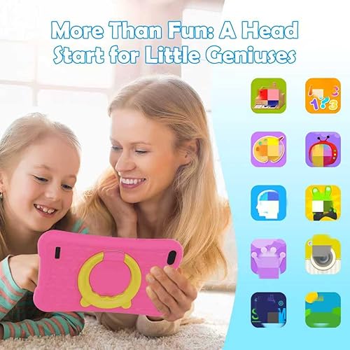 Miniatura 4 de Huotan Tablet Android de 7 pulgadas para niños, para nietos, rellenos de calcetines, 4 GB de RAM+32 GB de ROM, CPU de cuatro núcleos, batería de